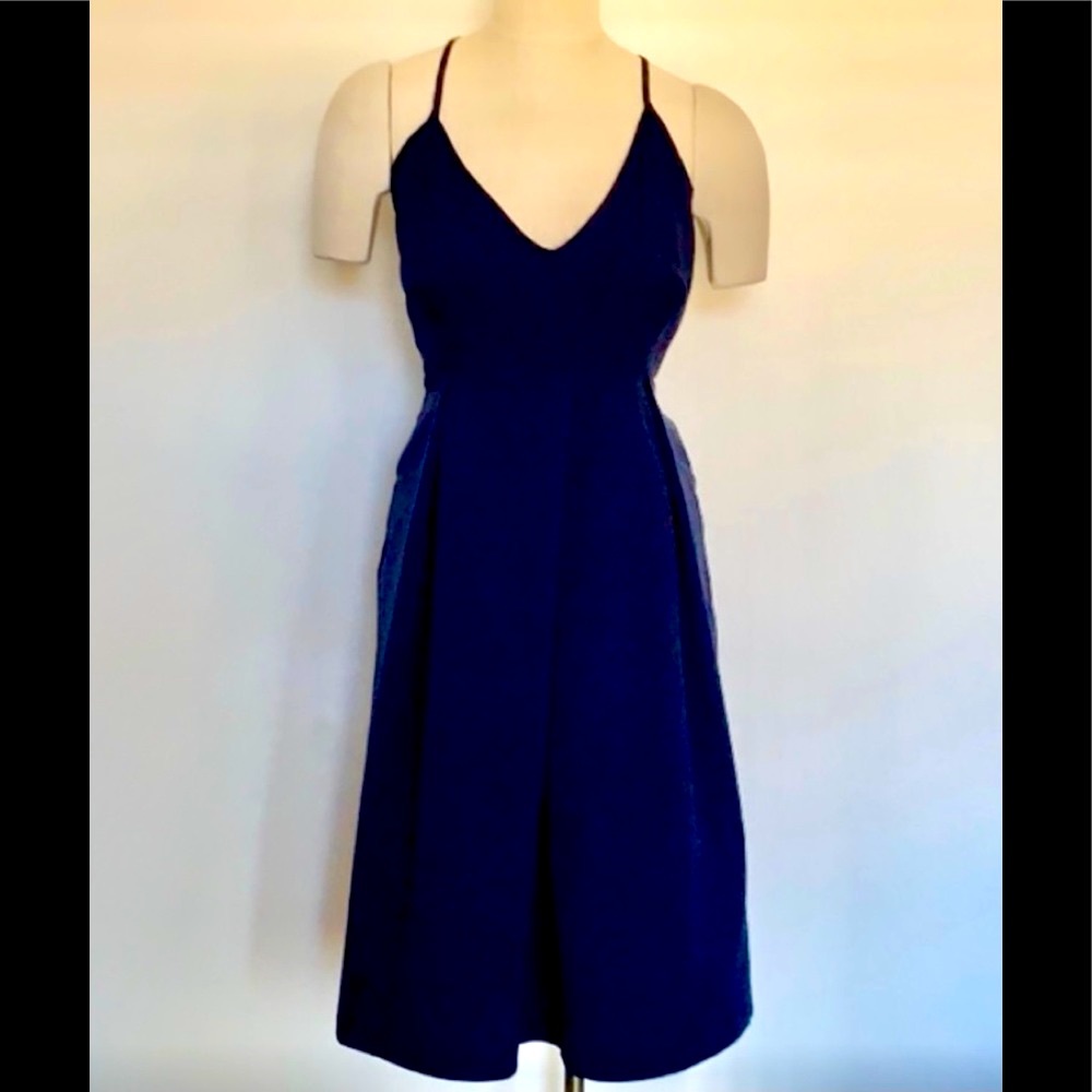 Navy Blue Dress Criss Cross Spaghetti Straps